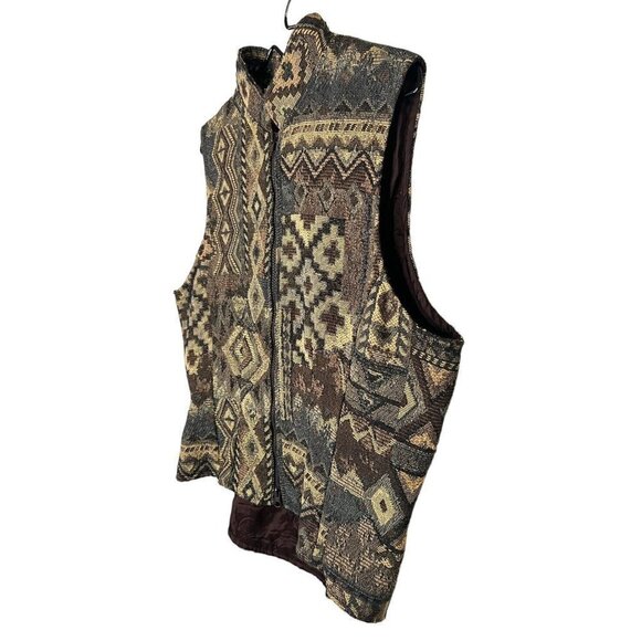 VTG Rough Rider by Circle T Western Tapestry Vest Size XL Southwestern 90s USA - Picture 2 of 10
